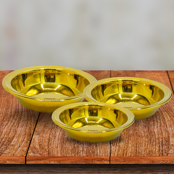 Set of 3 Golden Flat bottom Bowls